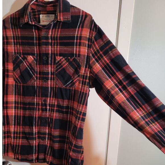 Urban Pipeline Men's Orange Plaid Flannel Shirt Size Small Outdoors Gorpcore - Picture 3 of 6